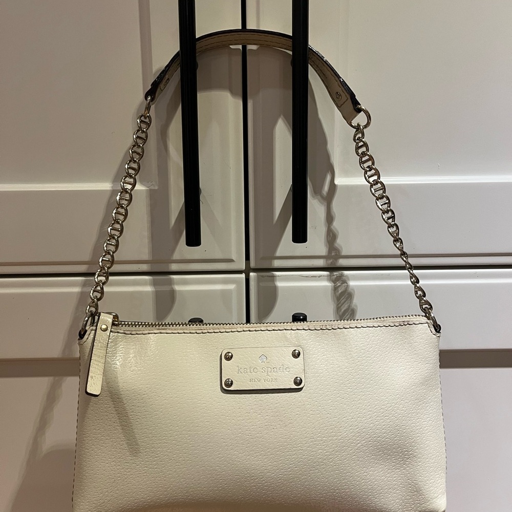 Kate Spade White Shoulder Bag with Chain Straps